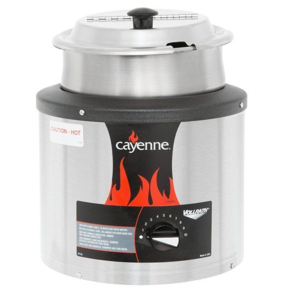 Vollrath Cayenne Round Warmer And Inset With Hinged Kool-touch Cover, 8 3/4 X 7 7/8 Inch