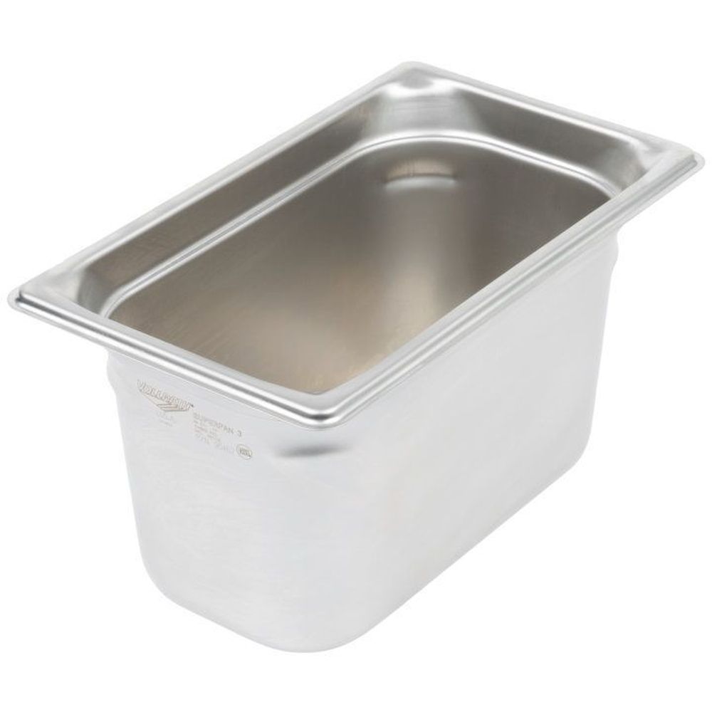 Vollrath Super Pan 3 Stainless Steel 3.8 Liter Fourth Size Steam Table Pan, 6 3/8 X 10 7/16 Inch