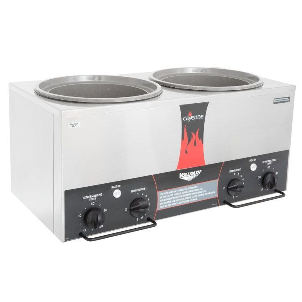 Vollrath Twin Well Cayenne Round Heat N Serve Rethermalizer, 7 Quart Capacity