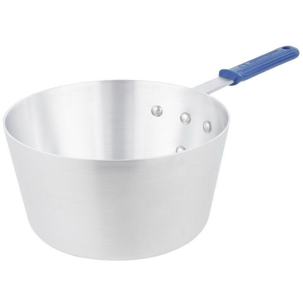 Vollrath Wear-ever Tapered Natural Finish Sauce Pan With Cool Handle Rubber Grip Sleeve, 7 Quart Capacity