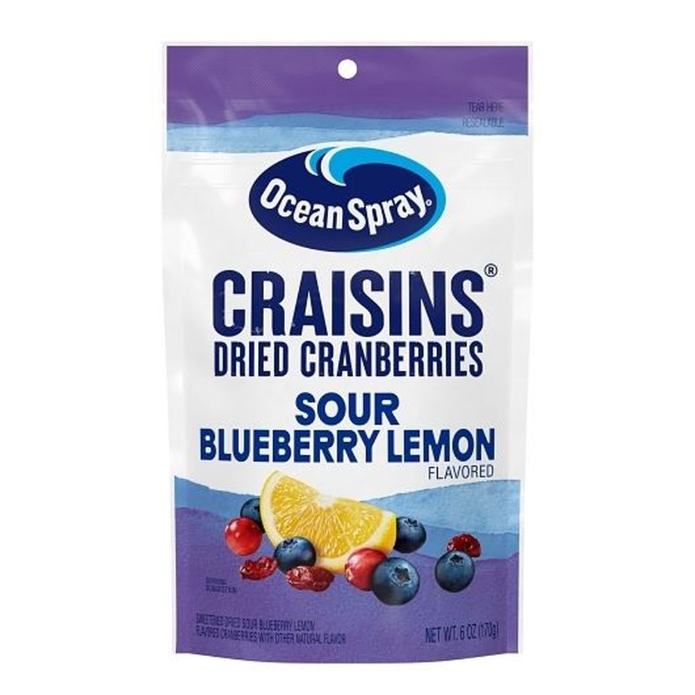 Ocean Spray Craisins Sour Blueberry Lemon Flavor Dried Cranberries, 6 Ounce -- 8 Per Case