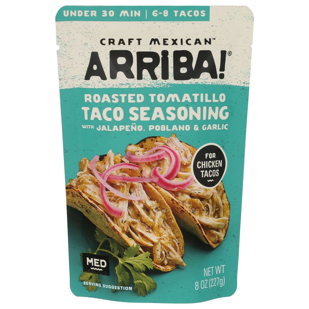 Arriba Roasted Tomatillo Taco Seasoning With Jalapeno Poblano And Garlic, 8 Ounce -- 6 Per Case