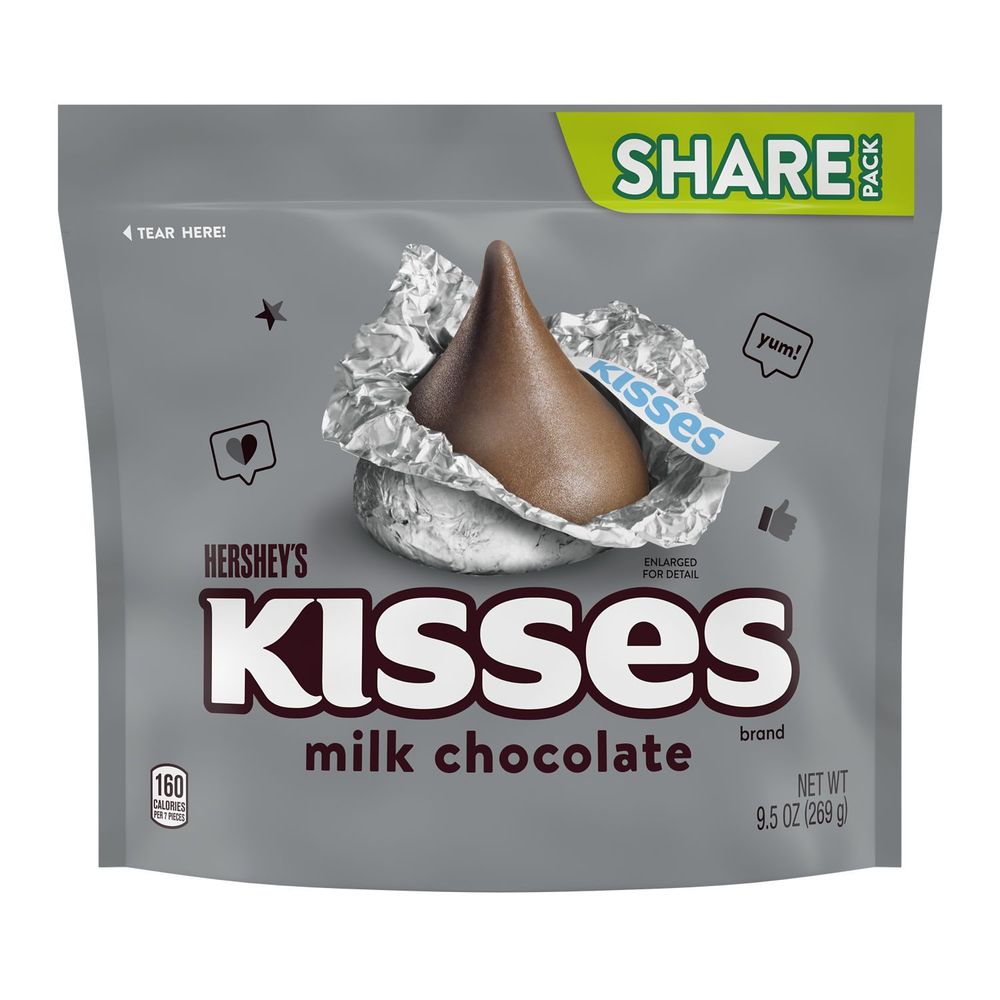 Hershey's Kisses Milk Chocolate Candy - Share Pack, 9.5 Ounce -- 16 Per Case
