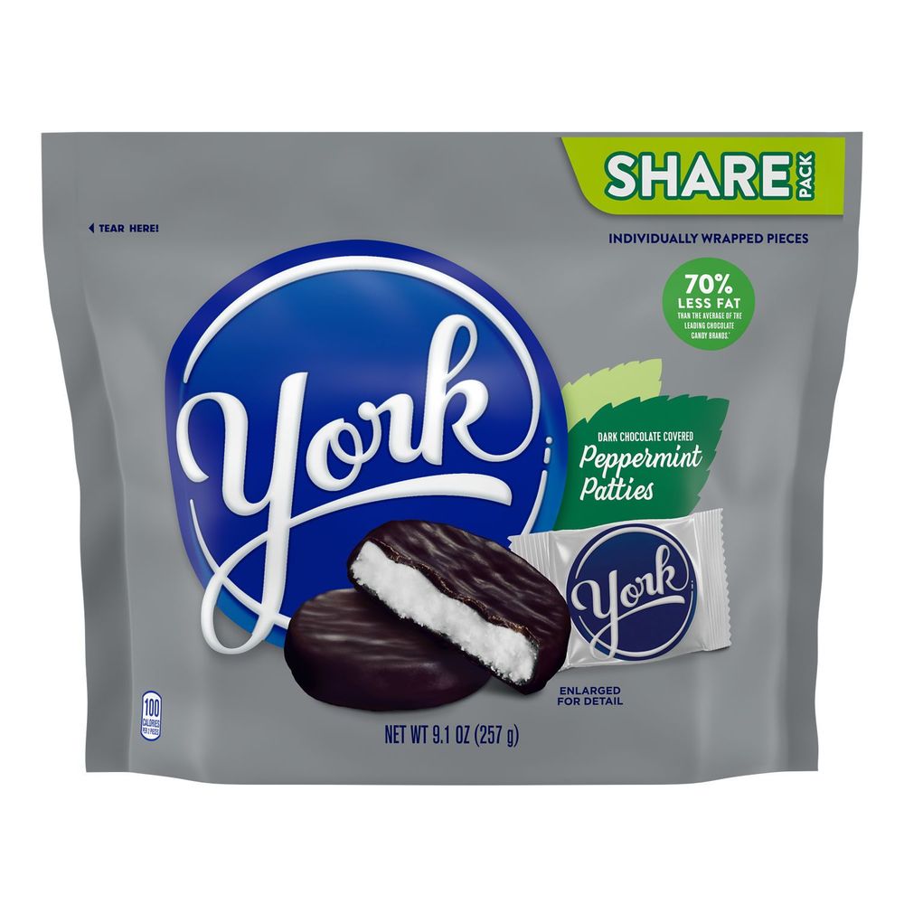 York Dark Chocolate Covered Peppermint Patties - Share Pack Stand Up Bag, 9.1 Ounce -- 8 Per Case