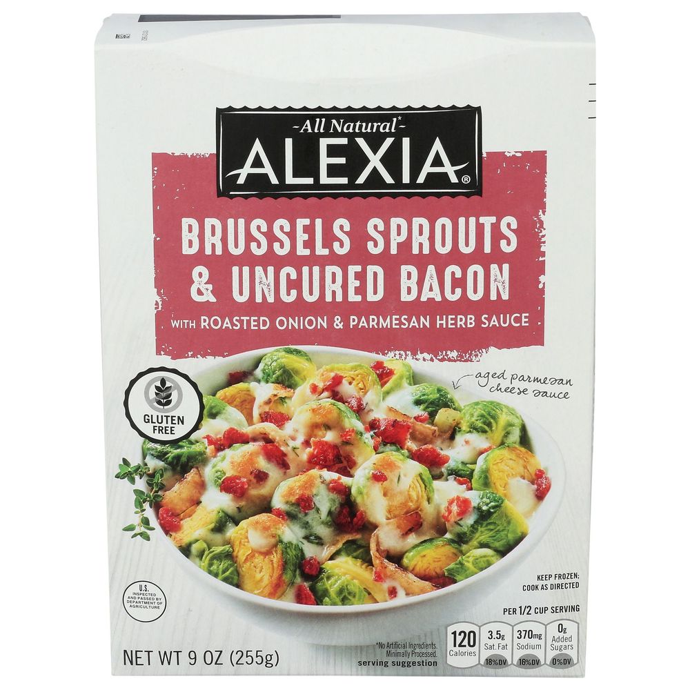 Brussels Sprouts and Uncured Bacon with Roasted Onion and Parmesan Herb Sauce