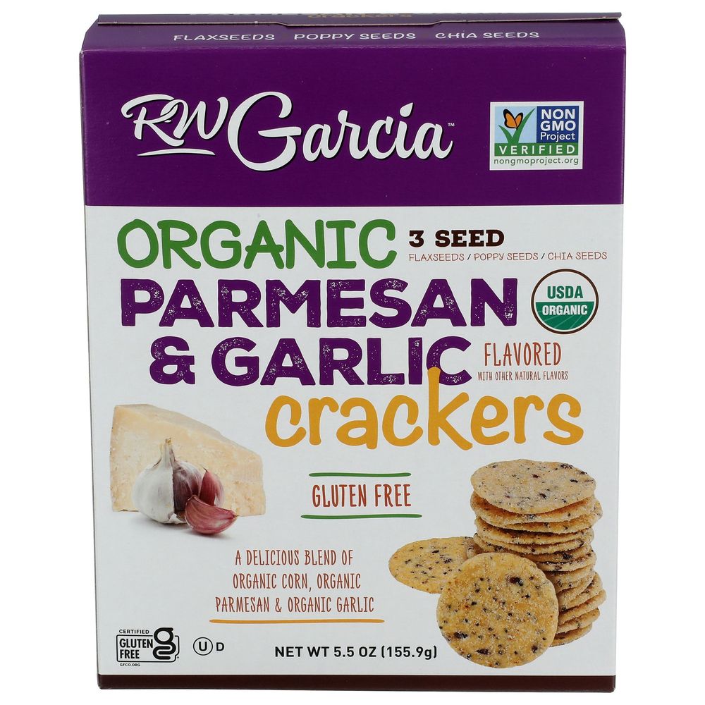 Rw Garcia Organic 3 Seed Parmesan And Garlic Cracker, 5.5 Ounce -- 6 Per Case