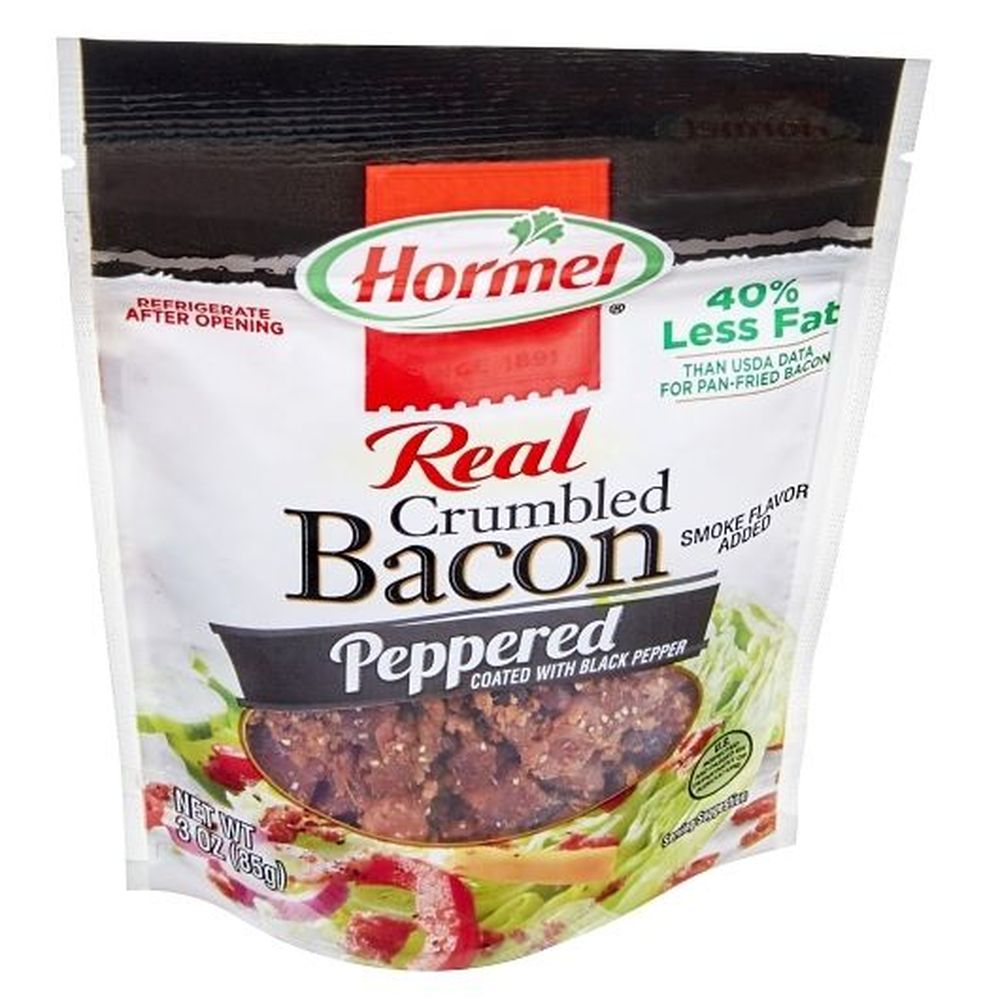 Hormel Real Crumbled Peppered Bacon, 3 Ounce Pouch -- 8 Per Case