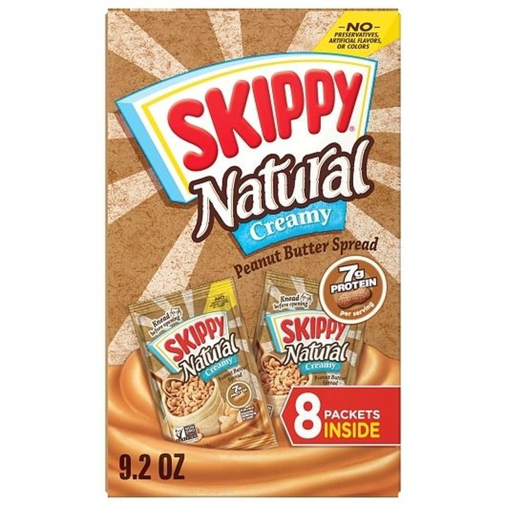 Skippy Natural Creamy Peanut Butter Spread, 1.15 Ounce -- 64 Per Case