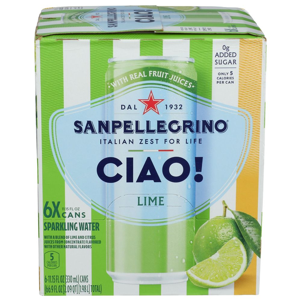 Sanpellegrino Ciao Lime Sparkling Water, 11.15 Ounce -- 24 Per Case