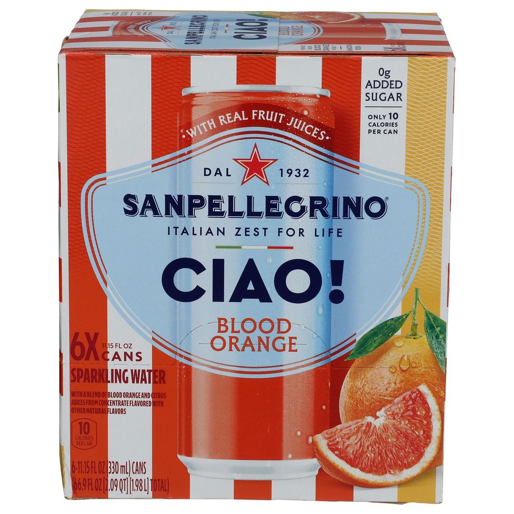 Sanpellegrino Ciao Blood Orange Sparkling Water, 11.15 Ounce -- 24 Per Case