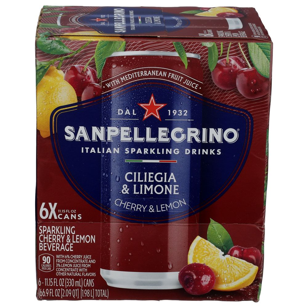 Sanpellegrino Ciliegia And Limone Sparkling Drink, 11. 15 Ounce -- 24 Per Case
