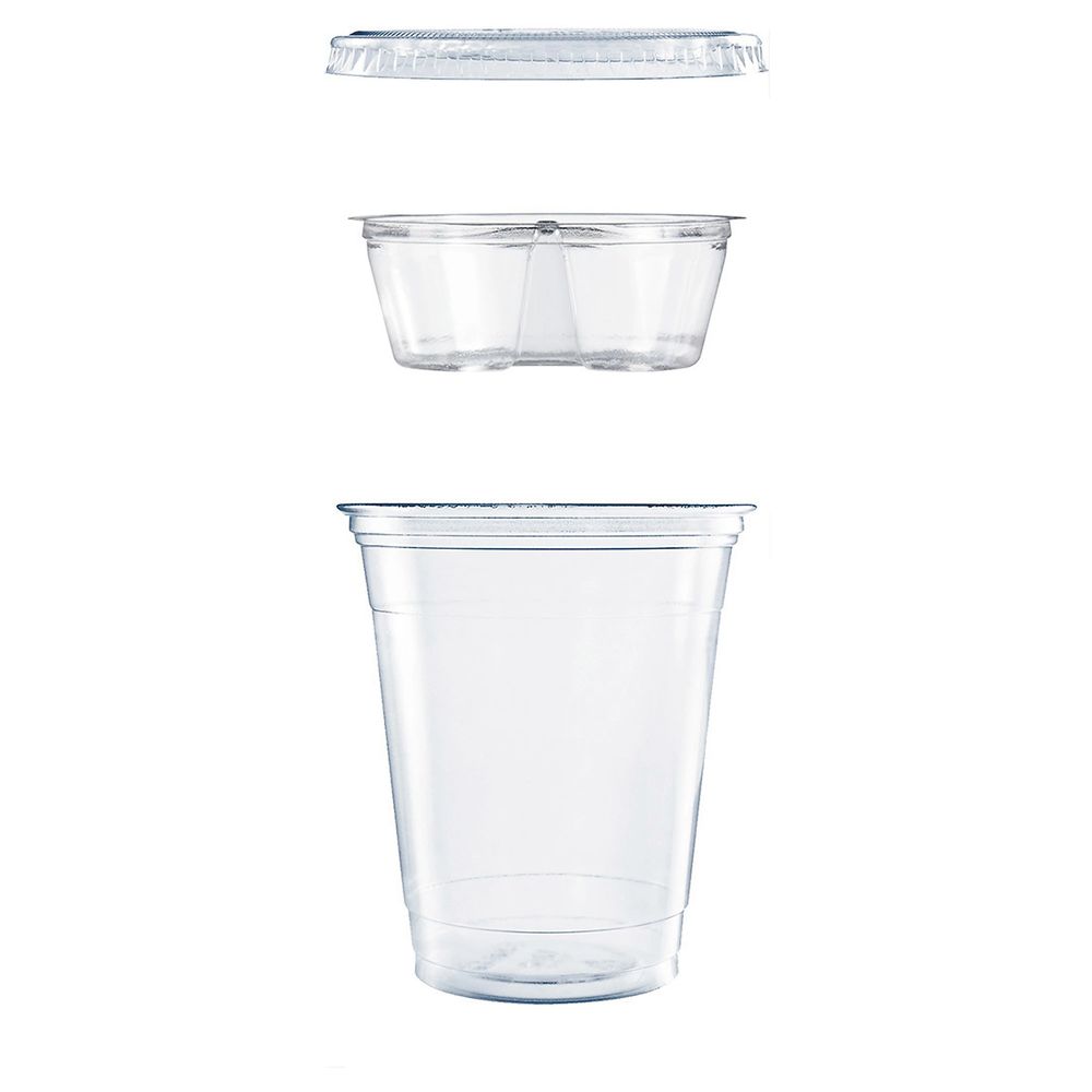 Clear PET Grab n Go Cup with Two Compartment Insert