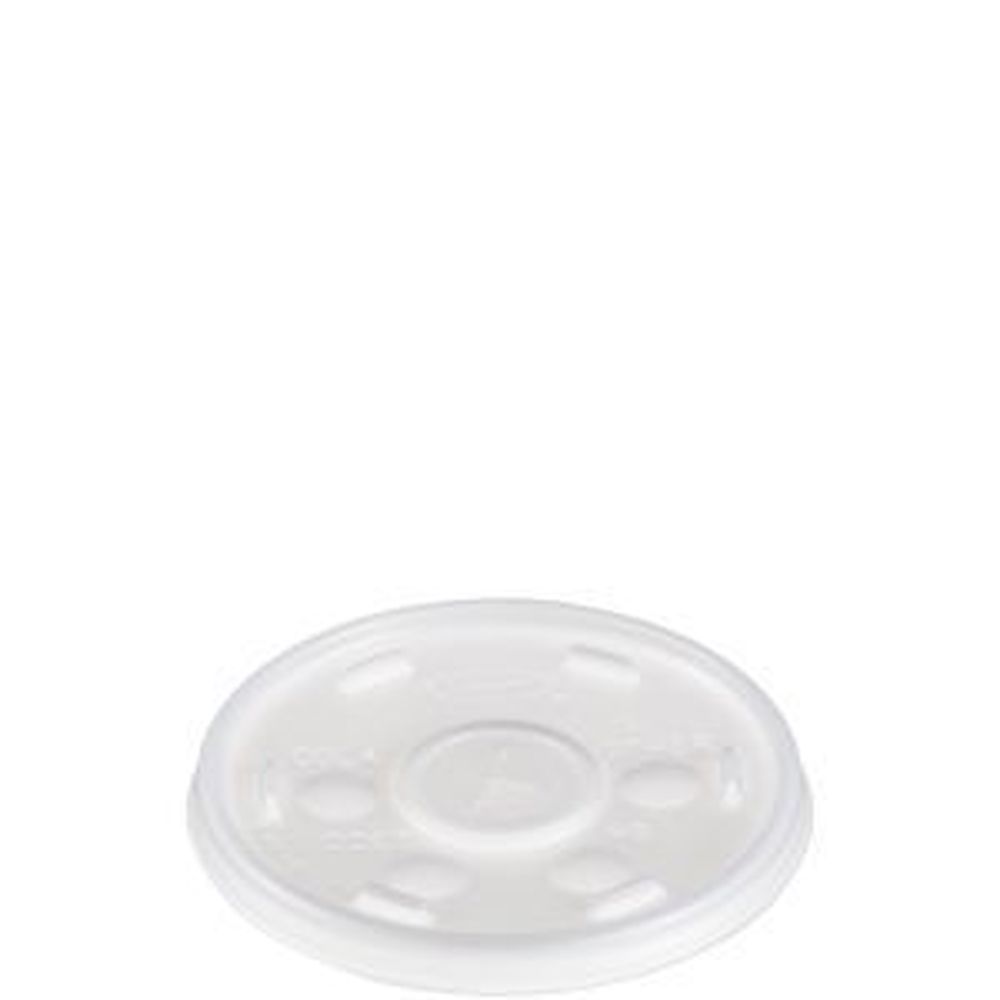 HIPS Plastic Translucent Straw-Slotted Lid for 10 Ounce Foam Cup