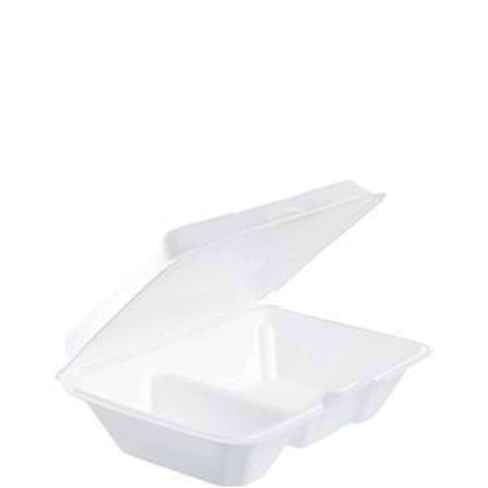 XPS Foam 2-Compartment Perforated All Purpose Hinged Lid Container