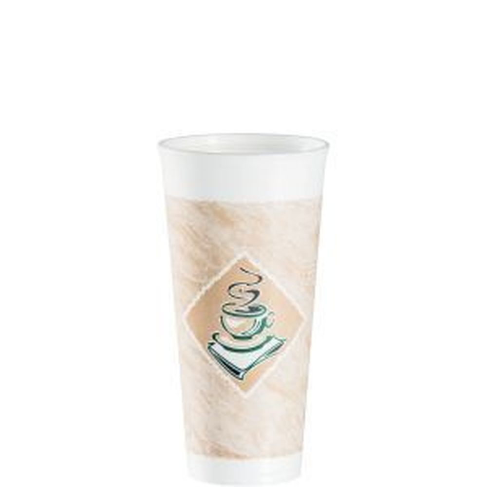 Dart White Eps Foam Cup With Green Cafe G Design, 24 Ounce Capacity -- 500 Per Case