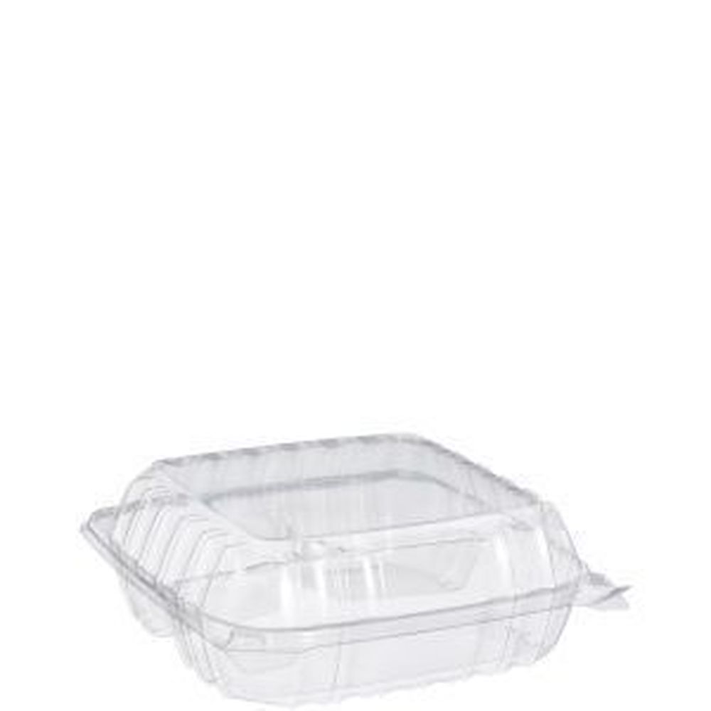 Clearseal Ops Square 3 Compartment Medium Clear Hinged Container, 8.32 X 8.28 X 3.02 Inch -- 250 Per Case