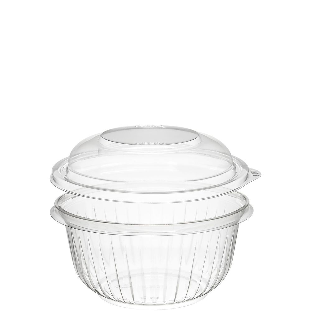 Presentabowls PET Plastic Clear Bowl with Dome Lid 16 Ounce