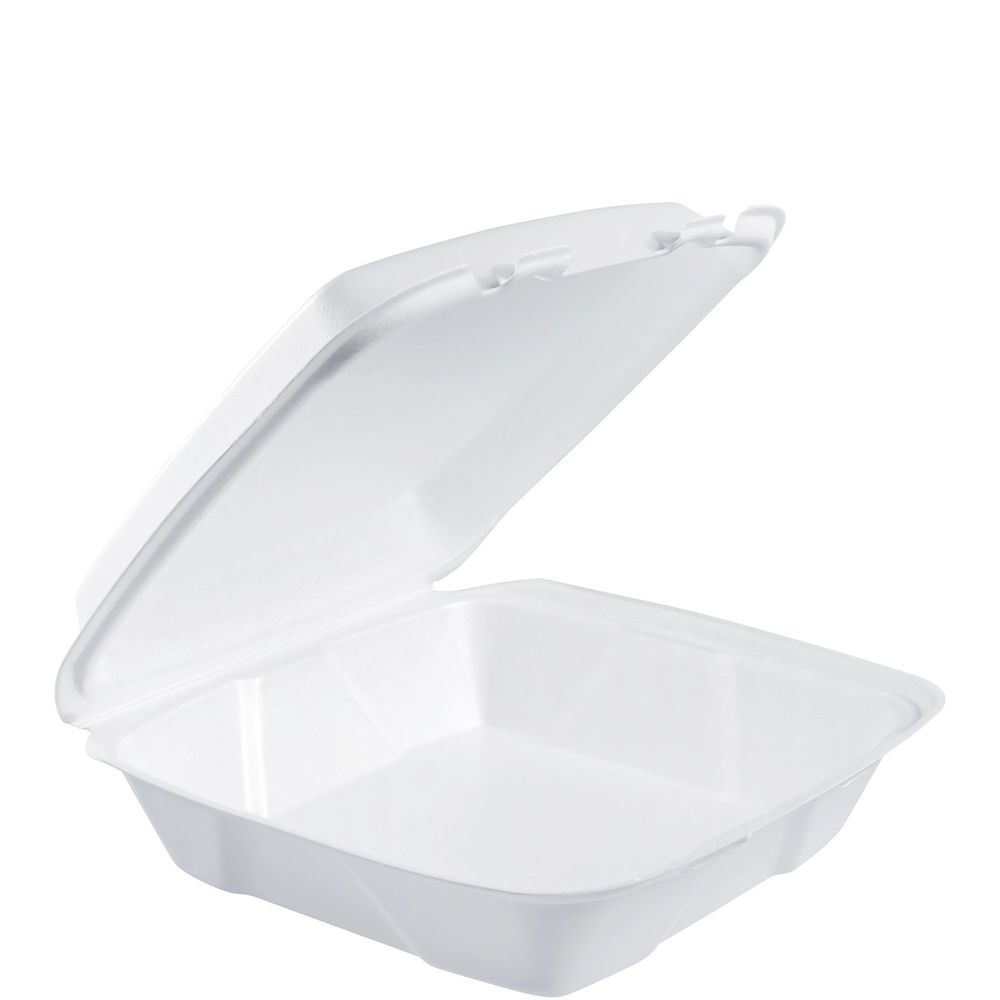 White XPS Large Insulated Foam Hinged Container