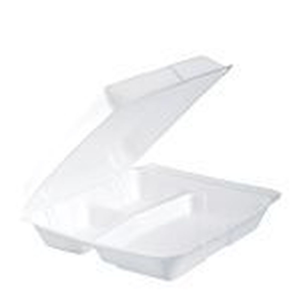 White XPS Foam Large 3-Compartment Hinged Container