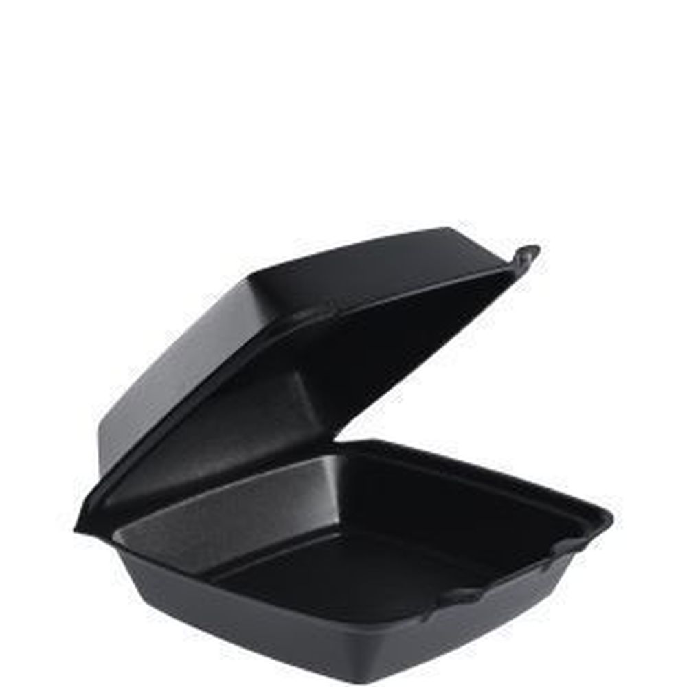 XPS Black Medium Insulated Foam Hinged Lid Container