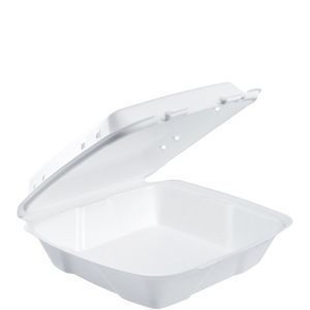 White 1 Compartment XPS Insulated Foam Hinged Container with Vented Lid