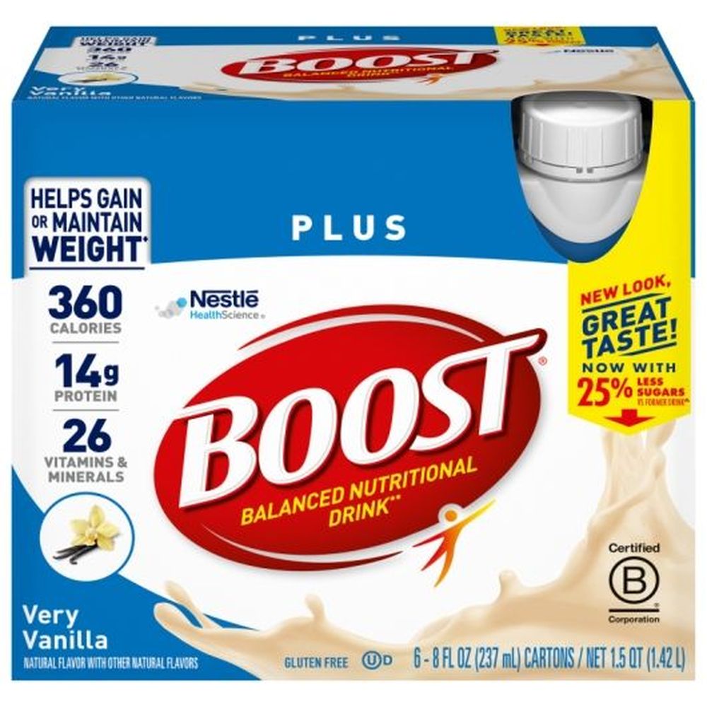 Boost Plus Very Vanilla Balanced Nutritional Drink - Retail, 8 Fluid Ounce -- 24 Per Case