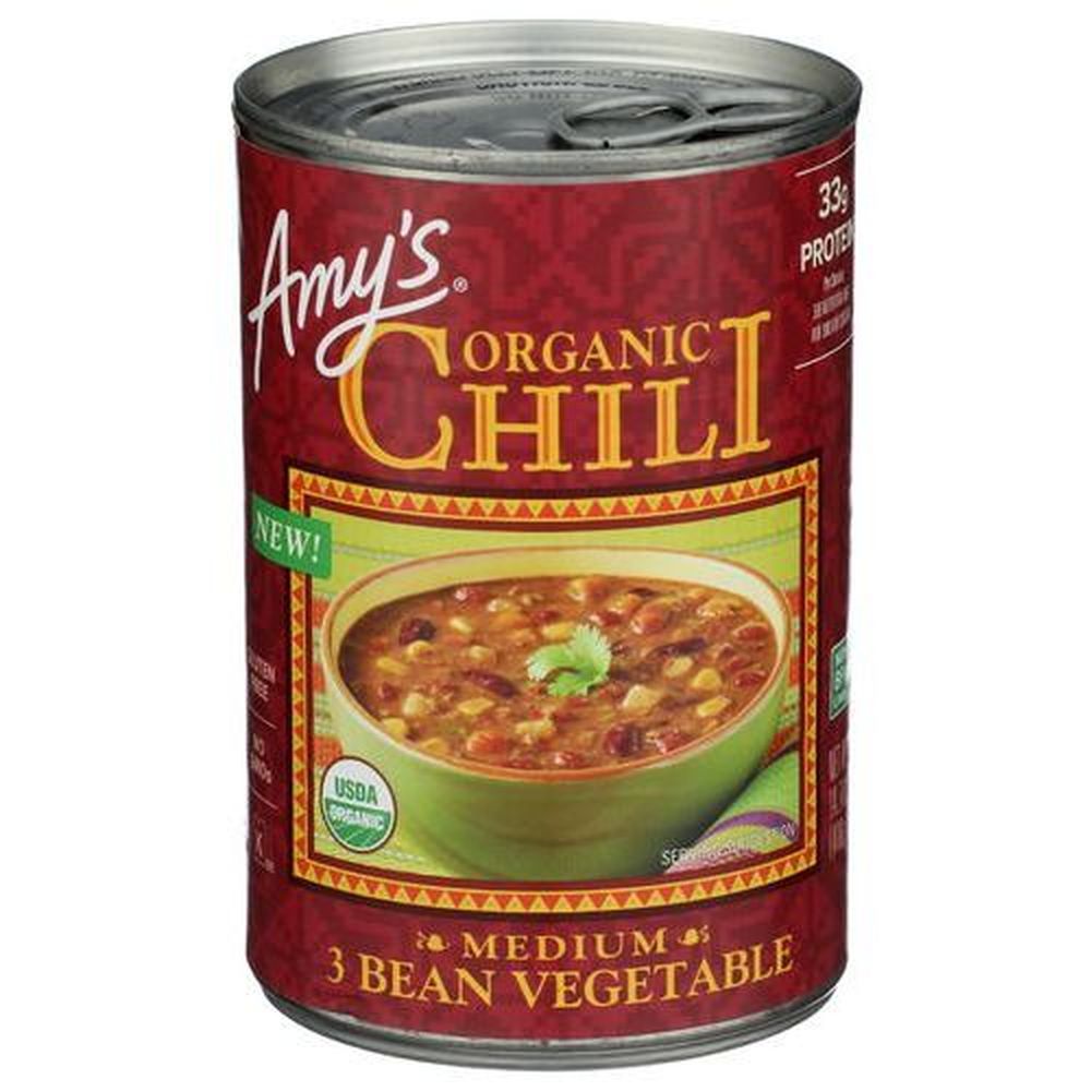 Amy's Organic Medium Three Bean Vegetable Chili Soup, 14.7 Ounce -- 12 Per Case