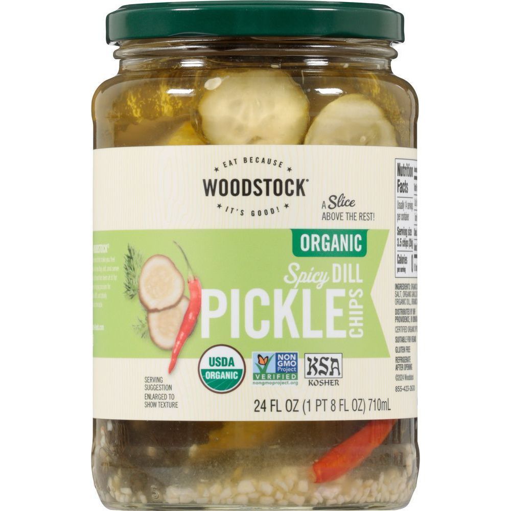 Woodstock Organic Spicy Dill Pickle Chips, 24 Fluid Ounce -- 6 Per Case