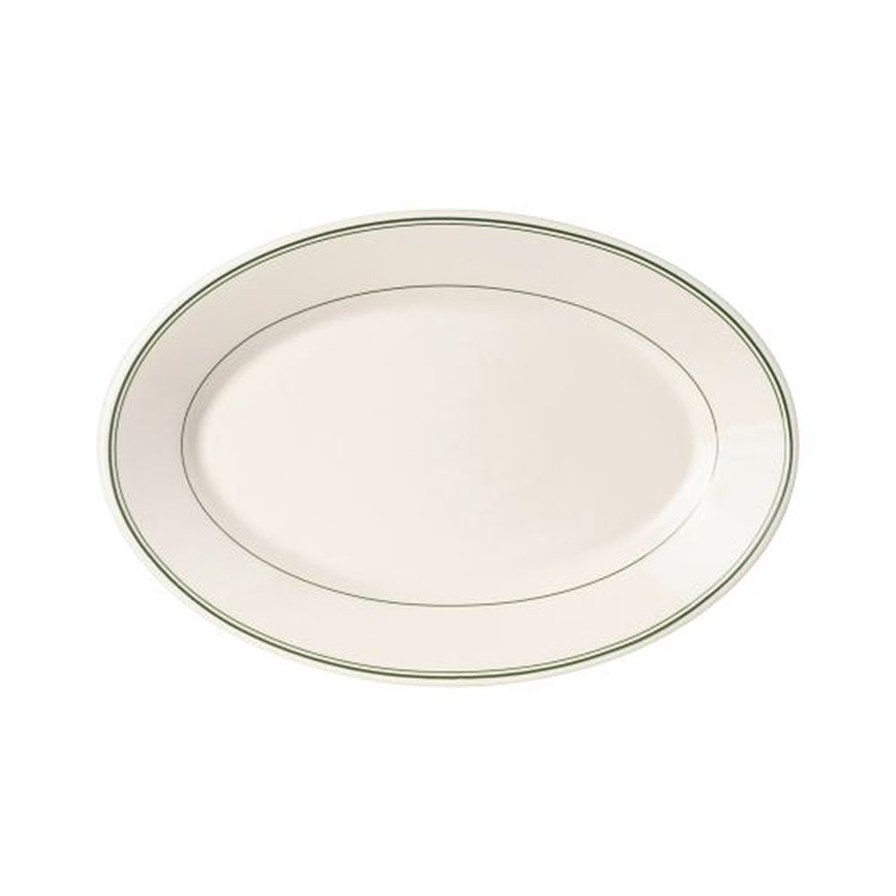 Green Band China 11 3/4 inch Rolled Edge Oval Platter, 12 count