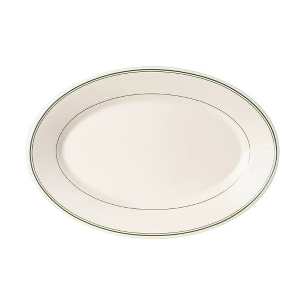 Green Band China 12.5 inch Rolled Edge Oval Platter, 12 count