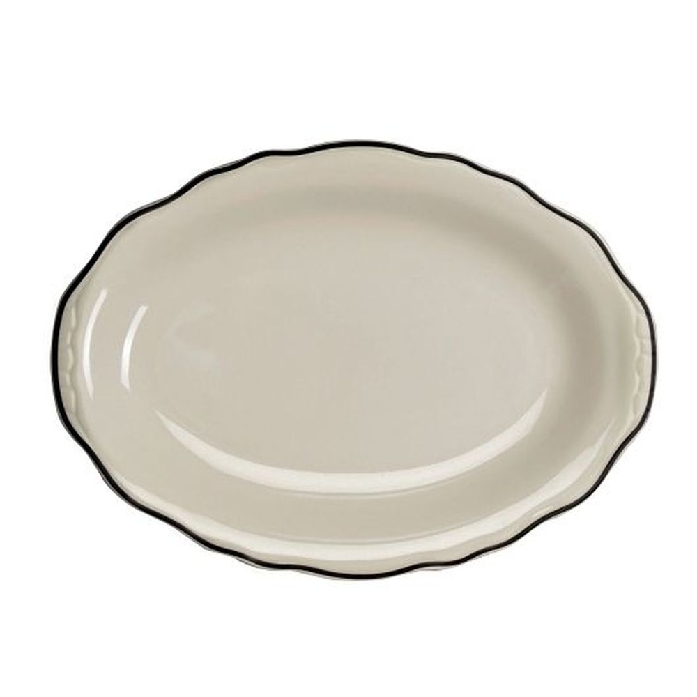 Styleline Black China 11 3/4 inch Oval Platter, 12 count