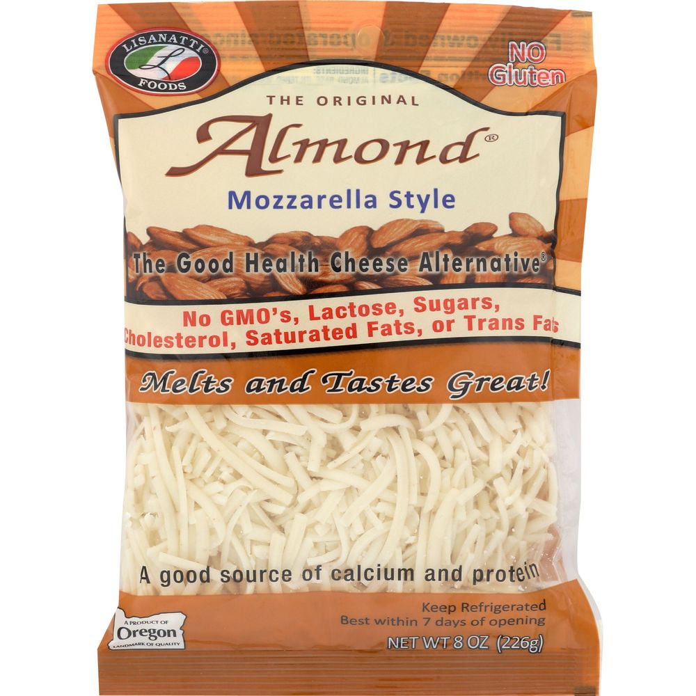 Lisanatti Mozzarella Style Almond Shred Cheese, 8 Ounce 12 per case