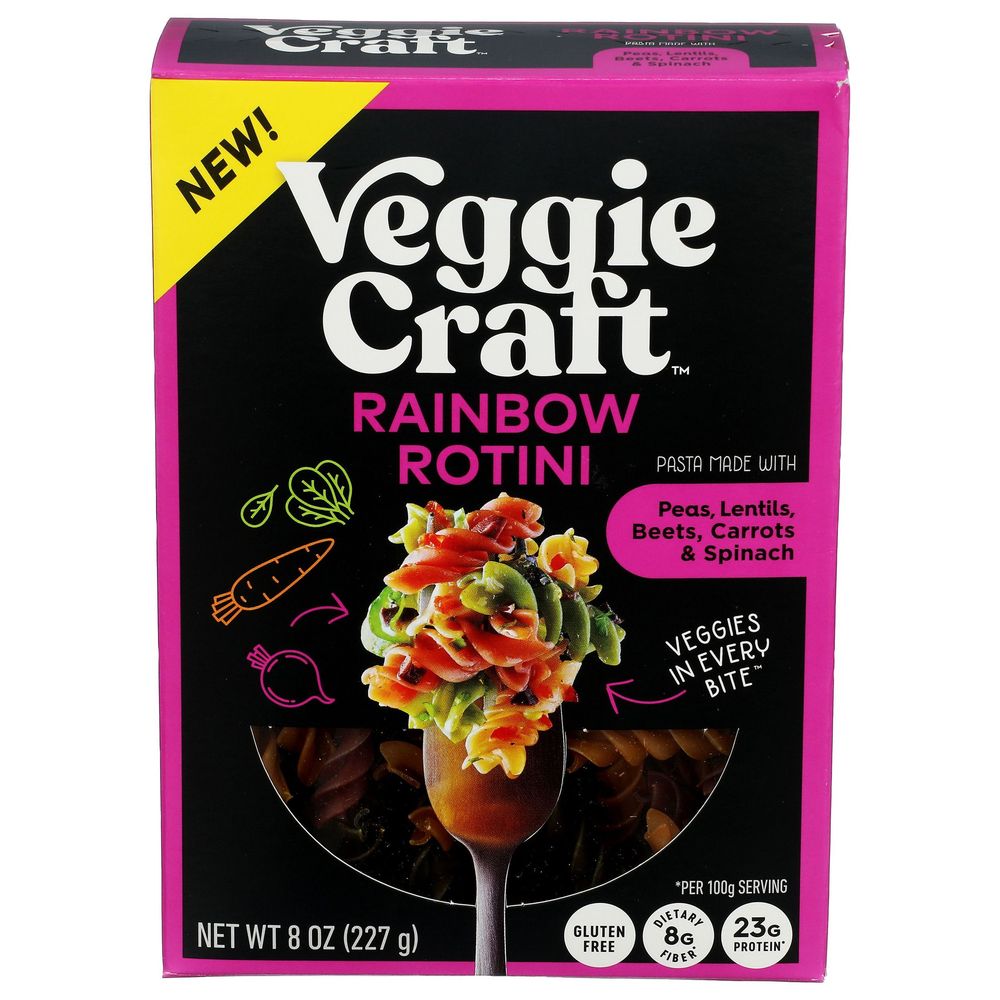 Veggiecraft Farms Rainbow Rotini Pasta, 8 Ounce -- 6 Per Case