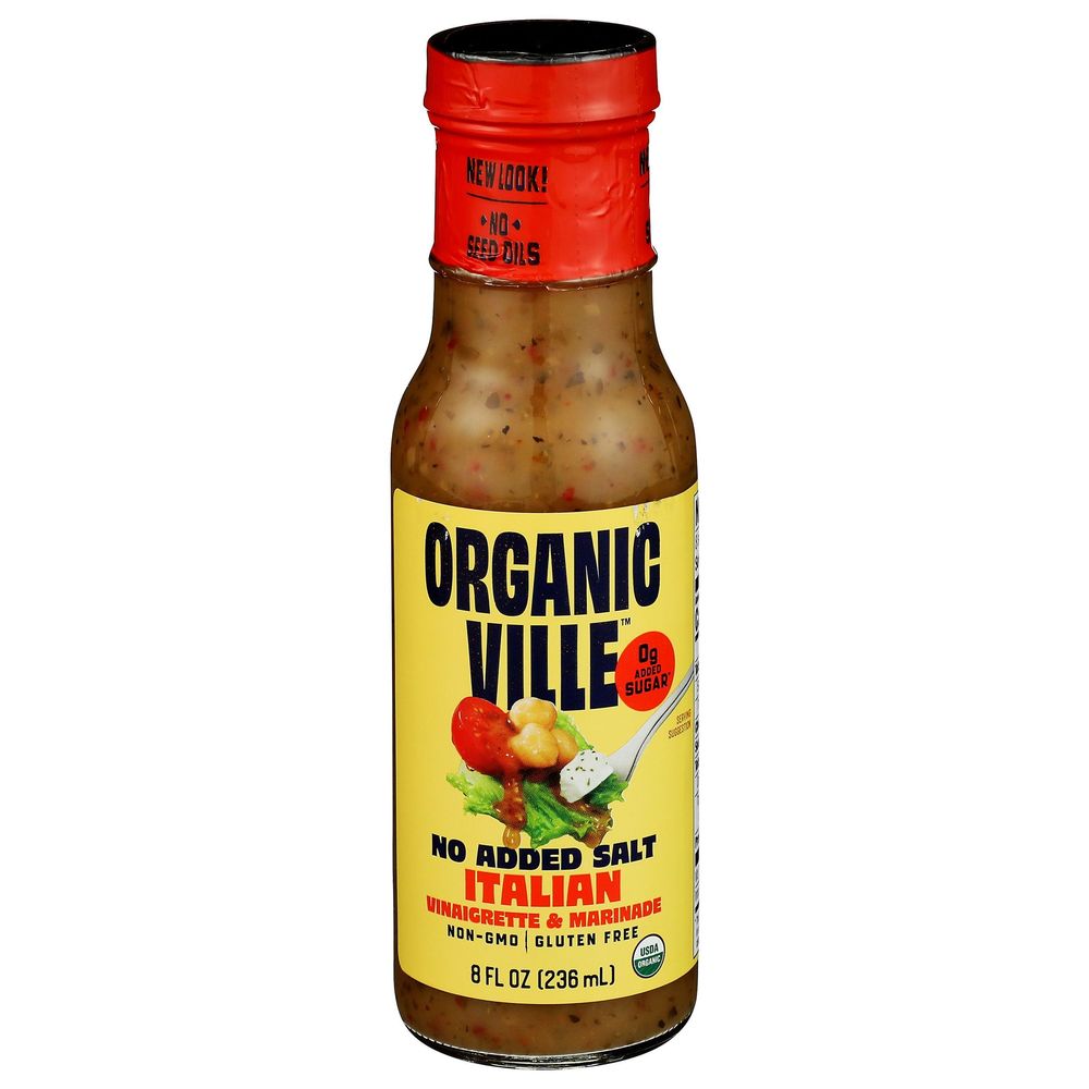 Organicville Organic No Added Salt Italian Dressing And Vinaigrette, 8 Fluid Ounce -- 6 Per Case