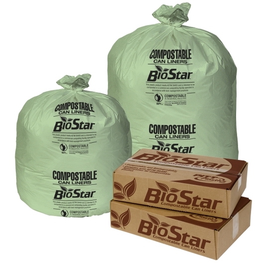 Biostar Compostable 40 X 46 1 Mil Green Perforated Can Liner Roll -- 100 Per Case
