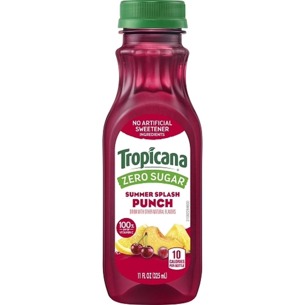 Tropicana Pure Premium Zero Sugar Summer Splash Fruit Punch, 11 Fluid Ounce -- 12 Per Case