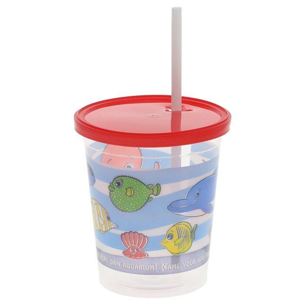 Clear Aquarium Stock Print Kids Cup Straw and Lid