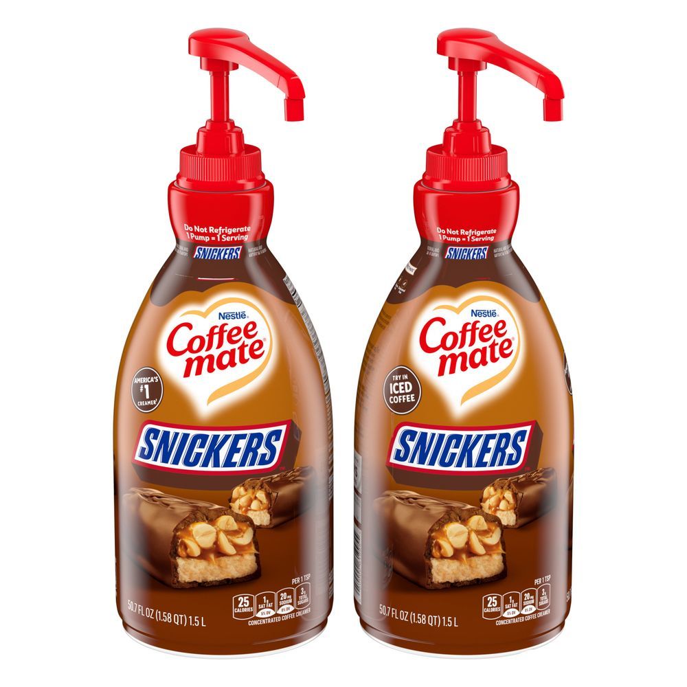 Coffee-mate Snickers Flavor Liquid Concentrated Coffee Creamer, 1.58 Quart Pump Bottle -- 2 Per Case