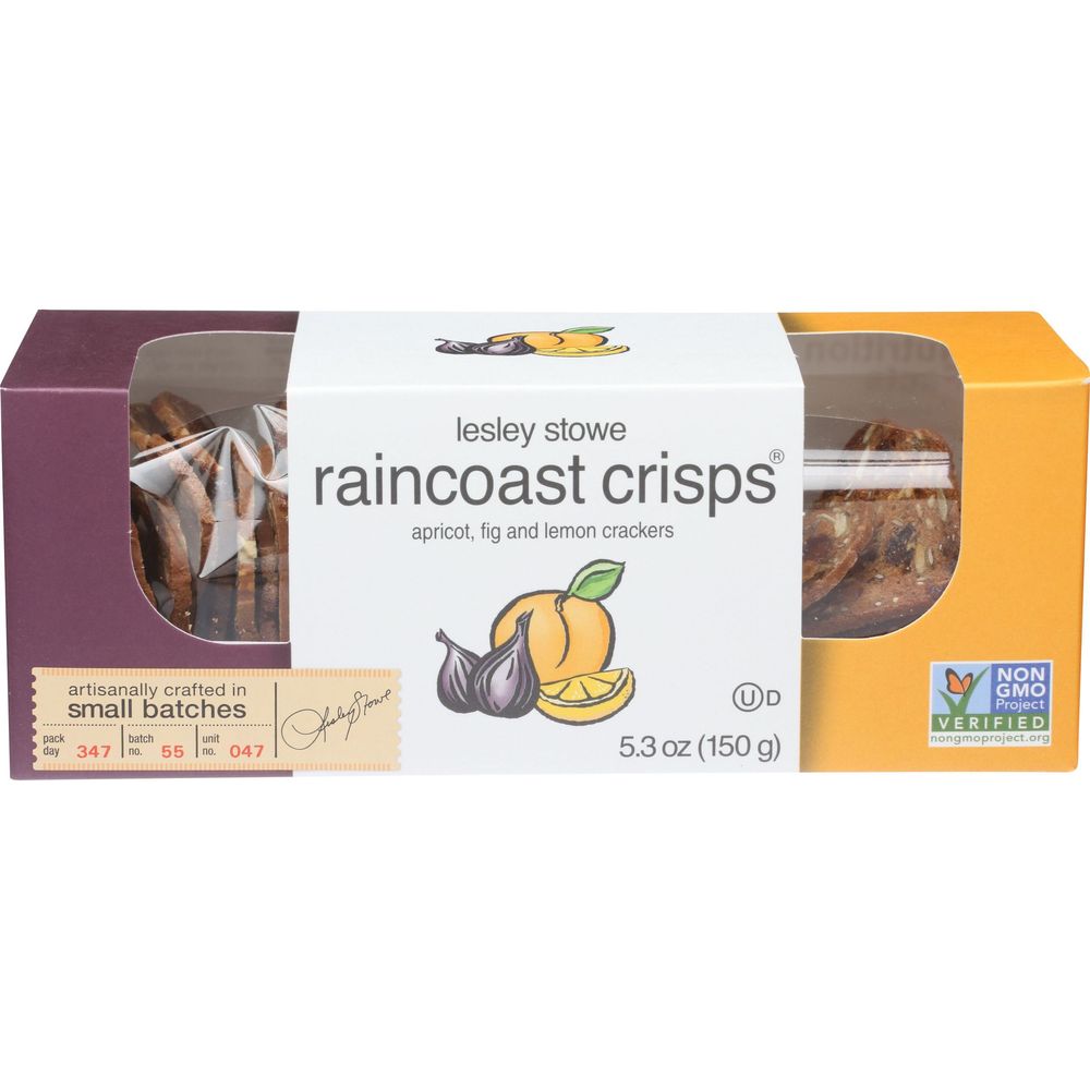 Lesley Stowe Raincoast Crisps Apricot Fig And Lemon Crackers, 5.3 Ounce -- 12 Per Case