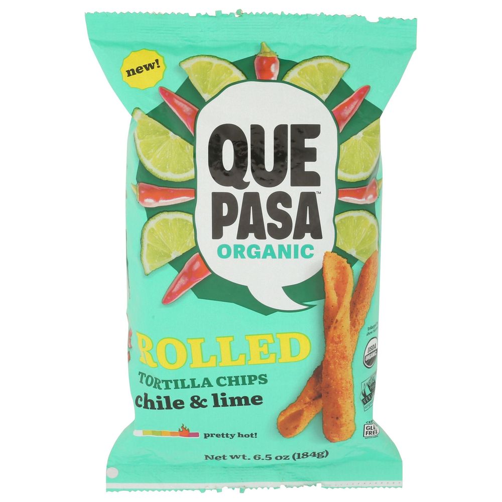 Que Pasa Organic Chile Lime Rolled Tortilla Chips, 6.5 Ounce -- 6 Per Case