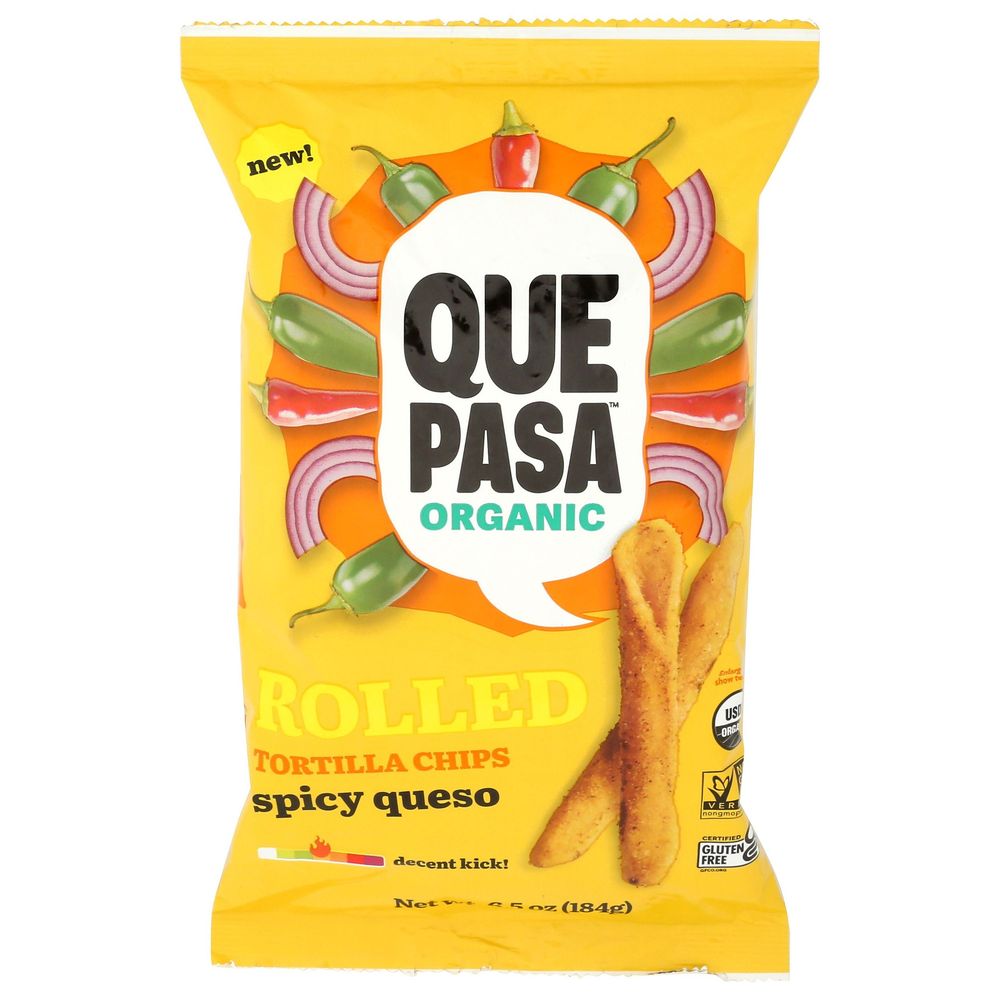 Que Pasa Organic Spicy Queso Rolled Tortilla Chips, 6.5 Ounce -- 6 Per Case