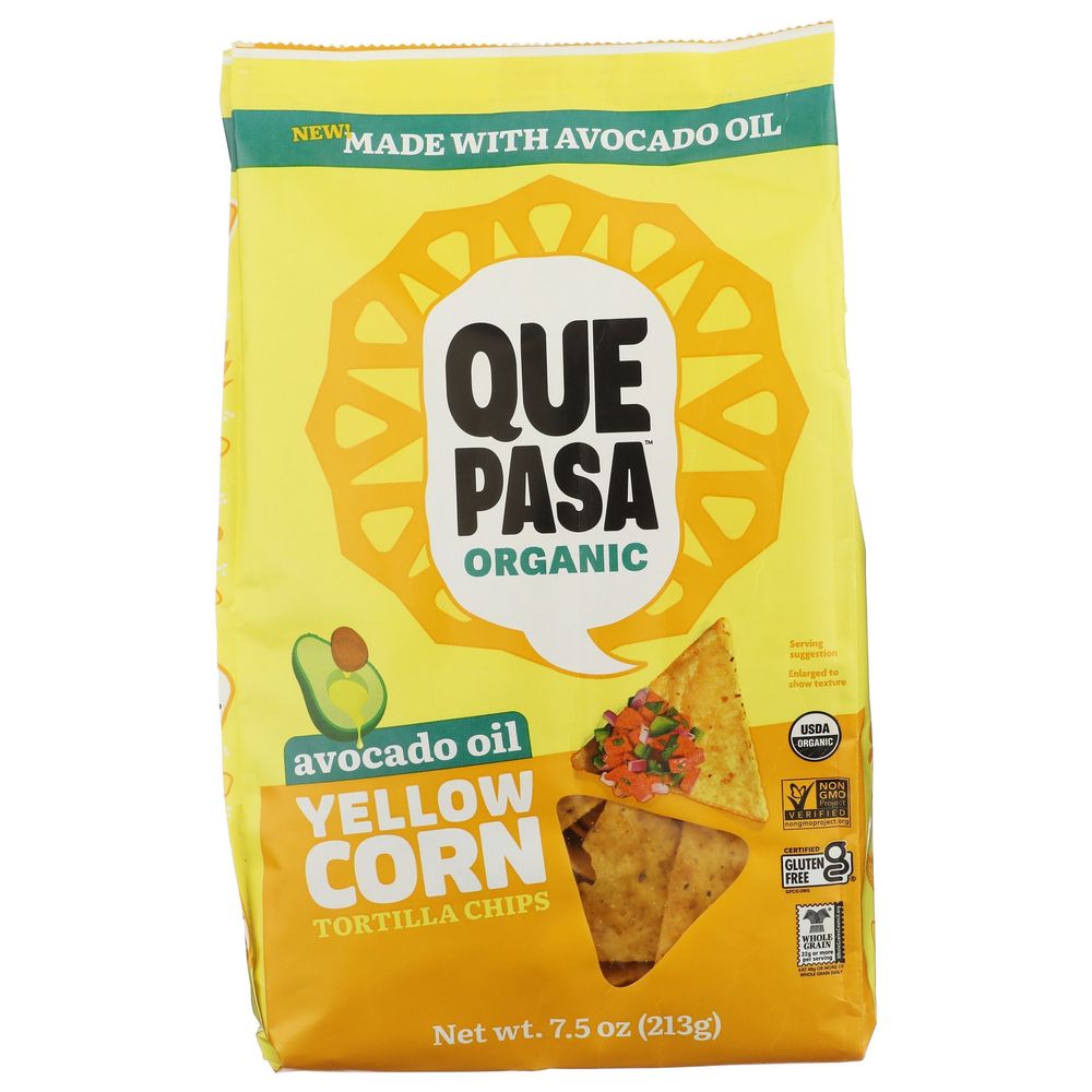 Que Pasa Organic Avocado Oil Yellow Corn Tortilla Chips, 7.5 Ounce -- 6 Per Case