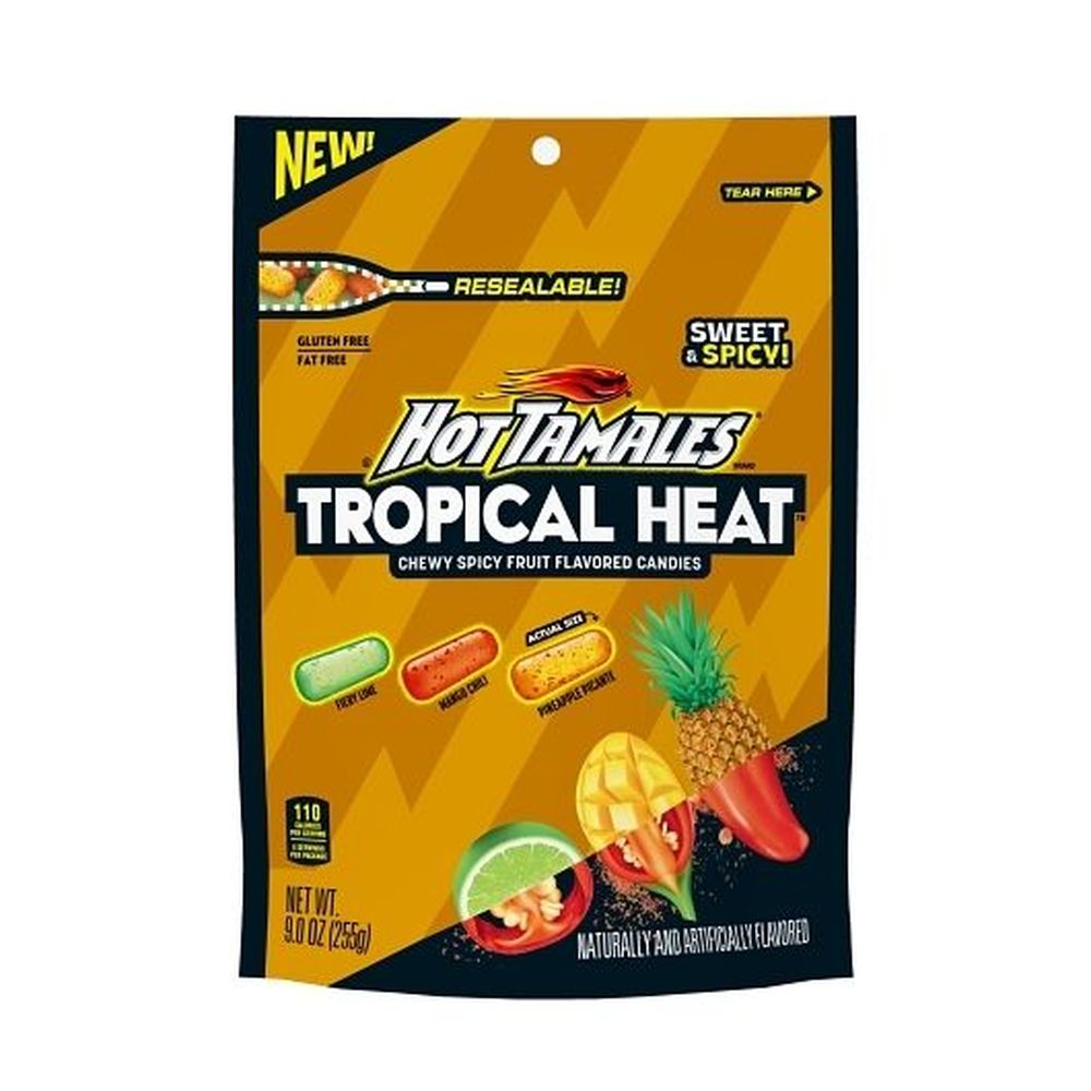Hot Tamales Tropical Heat Chewy Candy - Stand Up Bag, 9 Ounce -- 8 Per Case