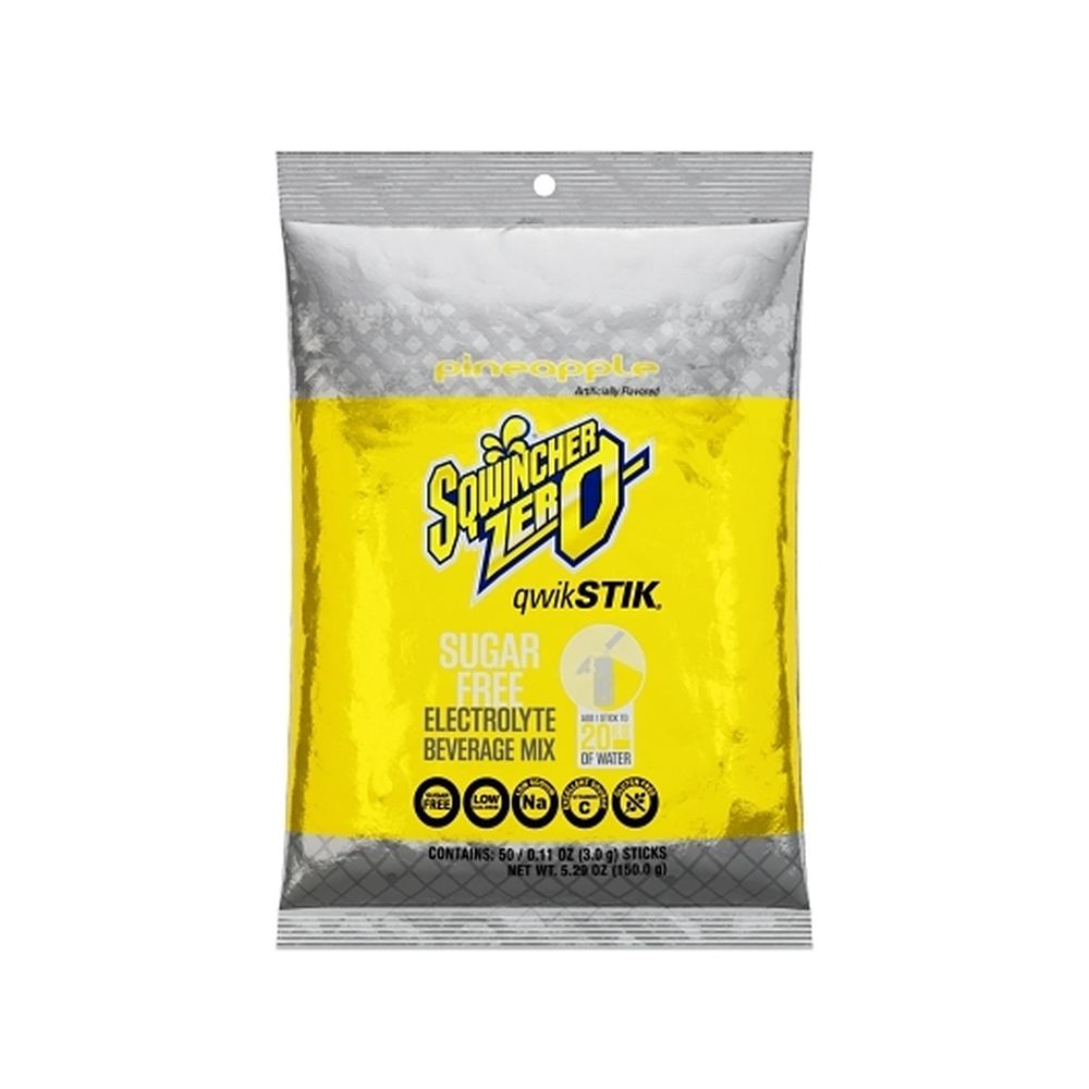 Sqwincher Zero Qwik Stik Pineapple Electrolyte Beverage Mix, 0.11 Ounce -- 500 Per Case