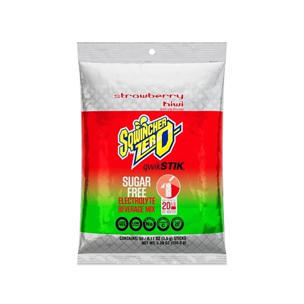Sqwincher Zero Qwik Stik Strawberry Kiwi Electrolyte Beverage Mix, 0.11 Ounce -- 500 Per Case
