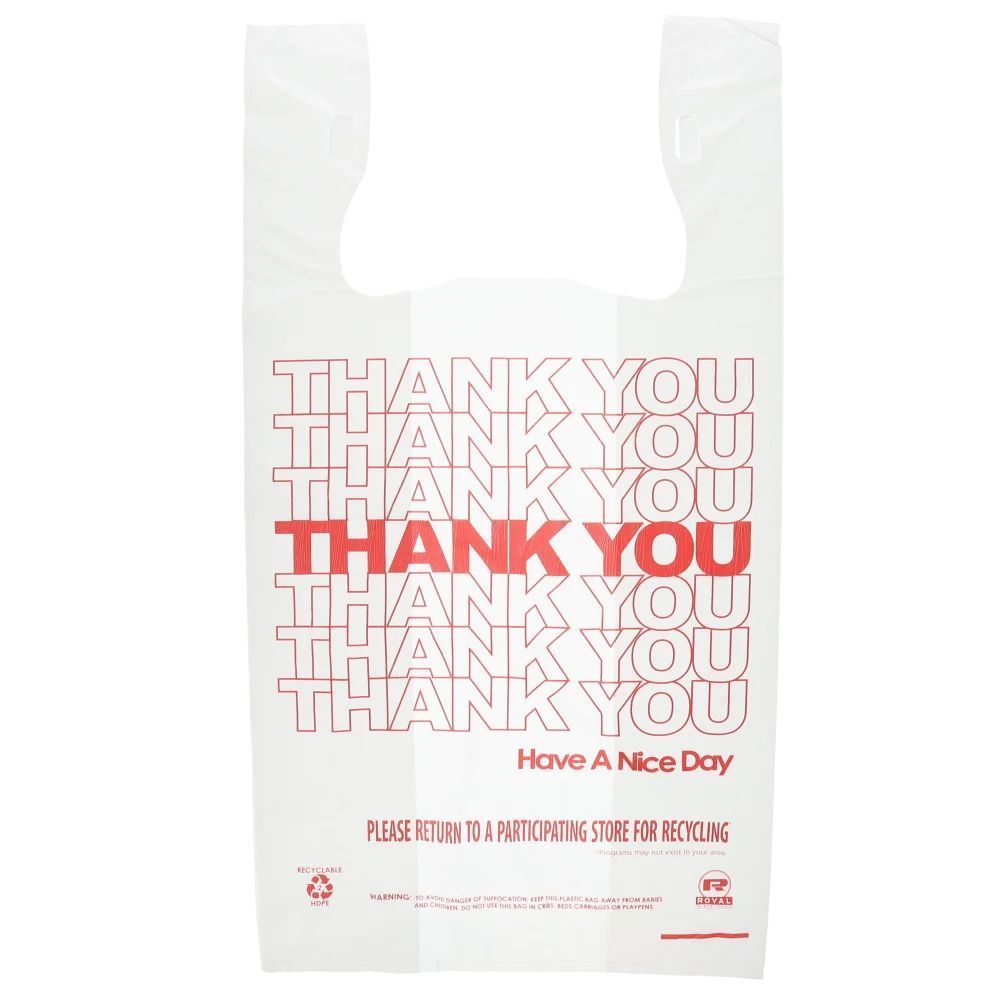 Plastic 20 Mic Thank You Print Heavy Weight T Shirt Bag
