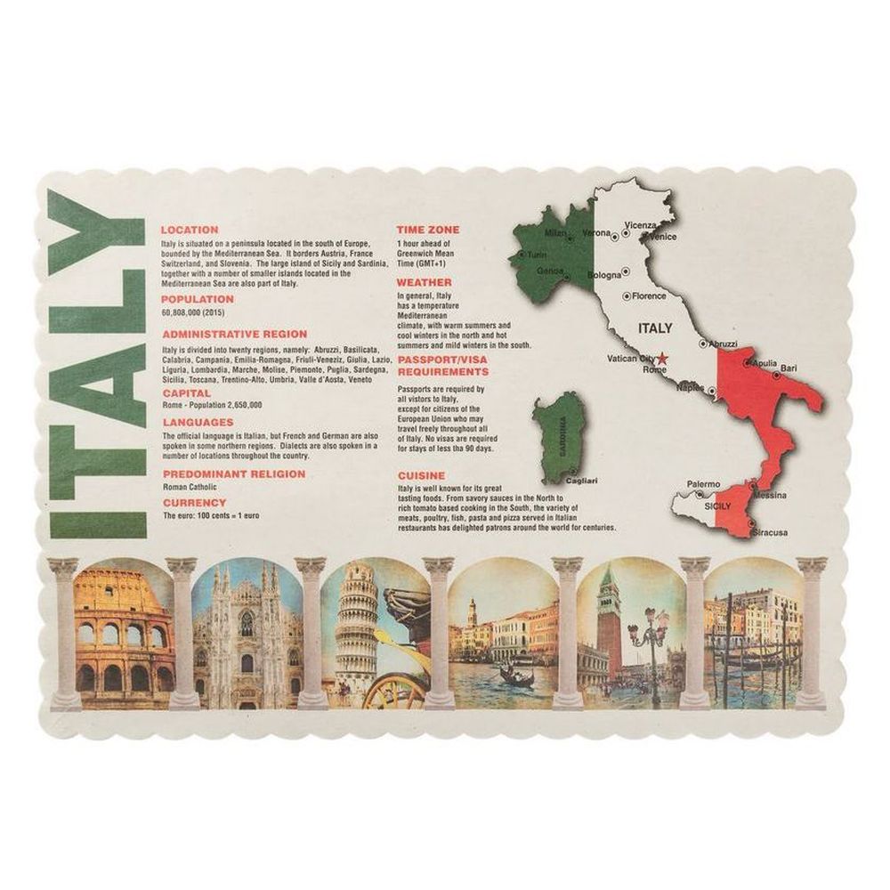 Italy Map of Italy Design Placemat