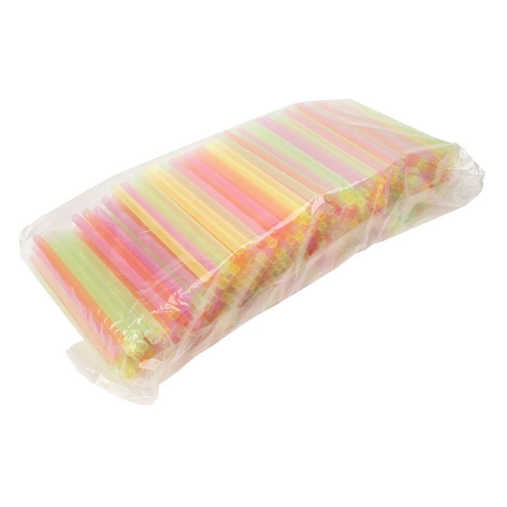 Polypropylene Straight Cut Unwrapped Colossal Neon Straw