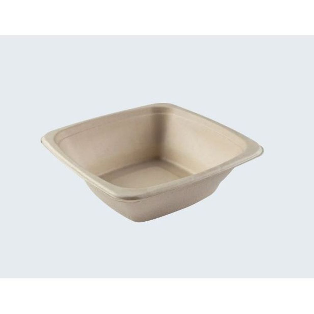 Natural NPFA Molded Fiber Square Tan Bowl