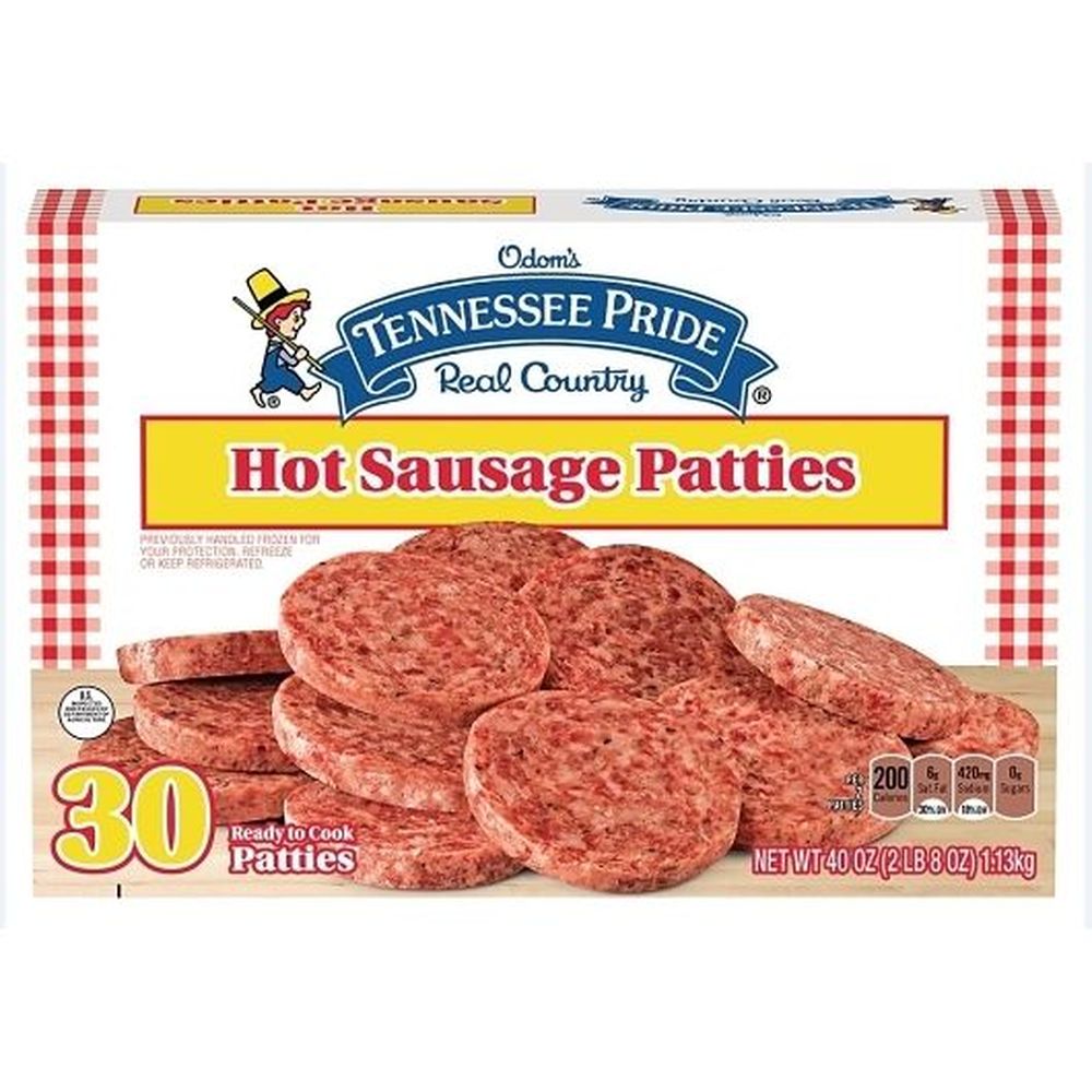 Odom's Tennessee Pride Hot Sausage Patties, 40 Ounce -- 4 Per Case